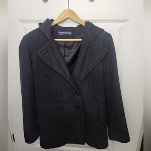 Women's Gray Wool Hooded Peacoat Size S